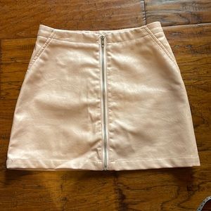 Pink faux leather skirt
